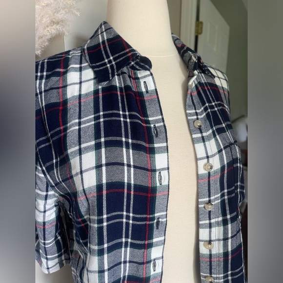Garage plaid cropped oversized button down shirt XS - Picture 7 of 8